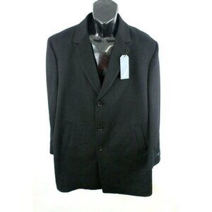 Nautica Men Coat BargeTailor Fit Three Button Wool Over Top Black Sz 48 R